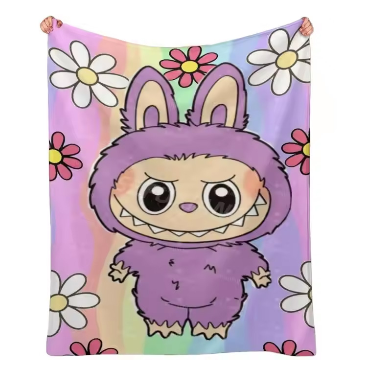 Cartoon Labubu 100% диван продвижение цветочные одеяла