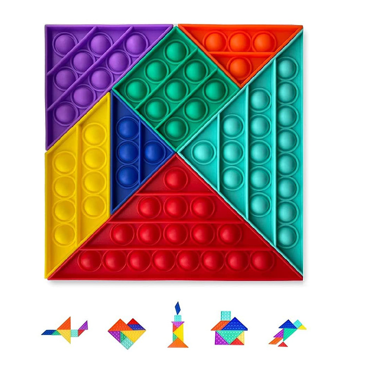 Силиконовый сенсорный пузырь Tangram Pop it Fidget Toy